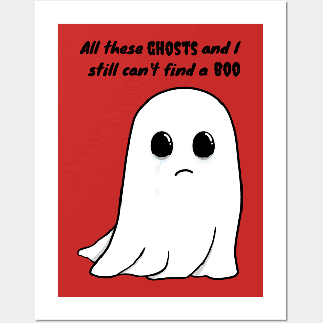 Ghost Dad Joke Halloween Shirt Wall Art by JunaeBenne